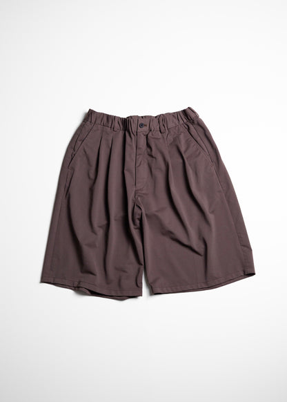KANEMASA PHIL. 36G Nylon Tuck Easy Shorts. ナイロン ショートパンツ ブラウン 正面