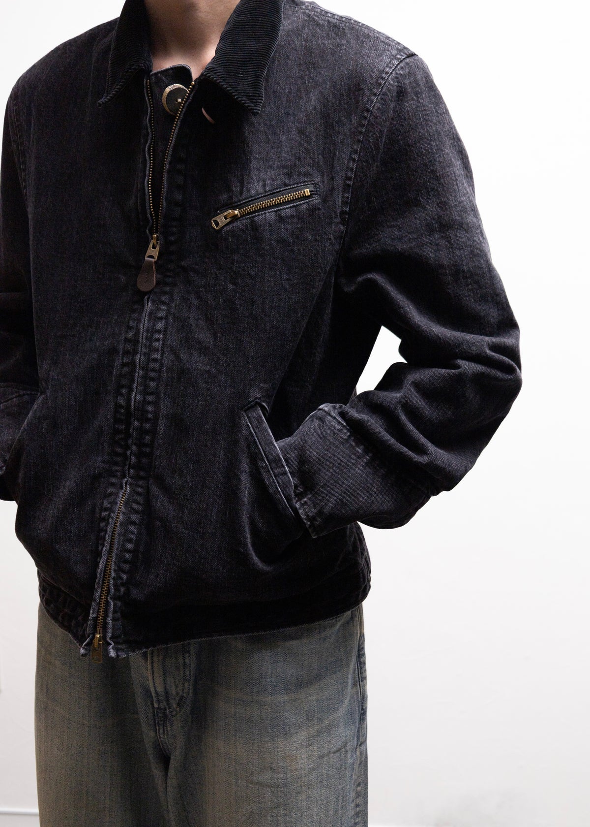 [KHOKI] Faded Denim Zip Jacket