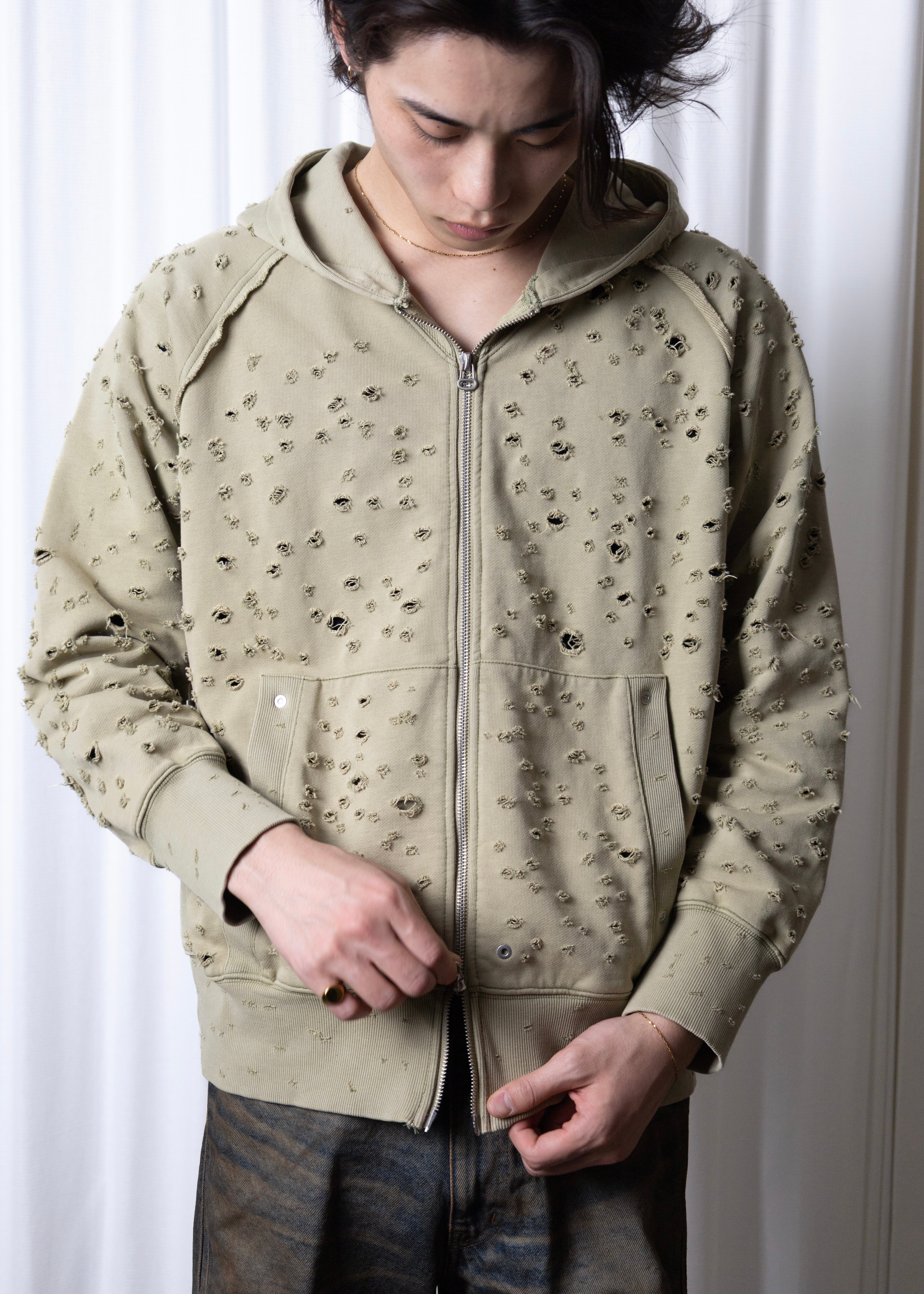 FAF（Fake As Flowers）Dameged Zip up Hoodie - 通販 – process