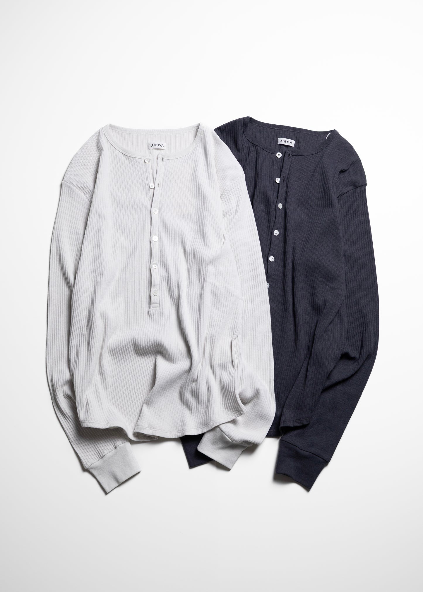 [JIEDA] VINTAGE LIGHT RIB HENRY NECK L/S