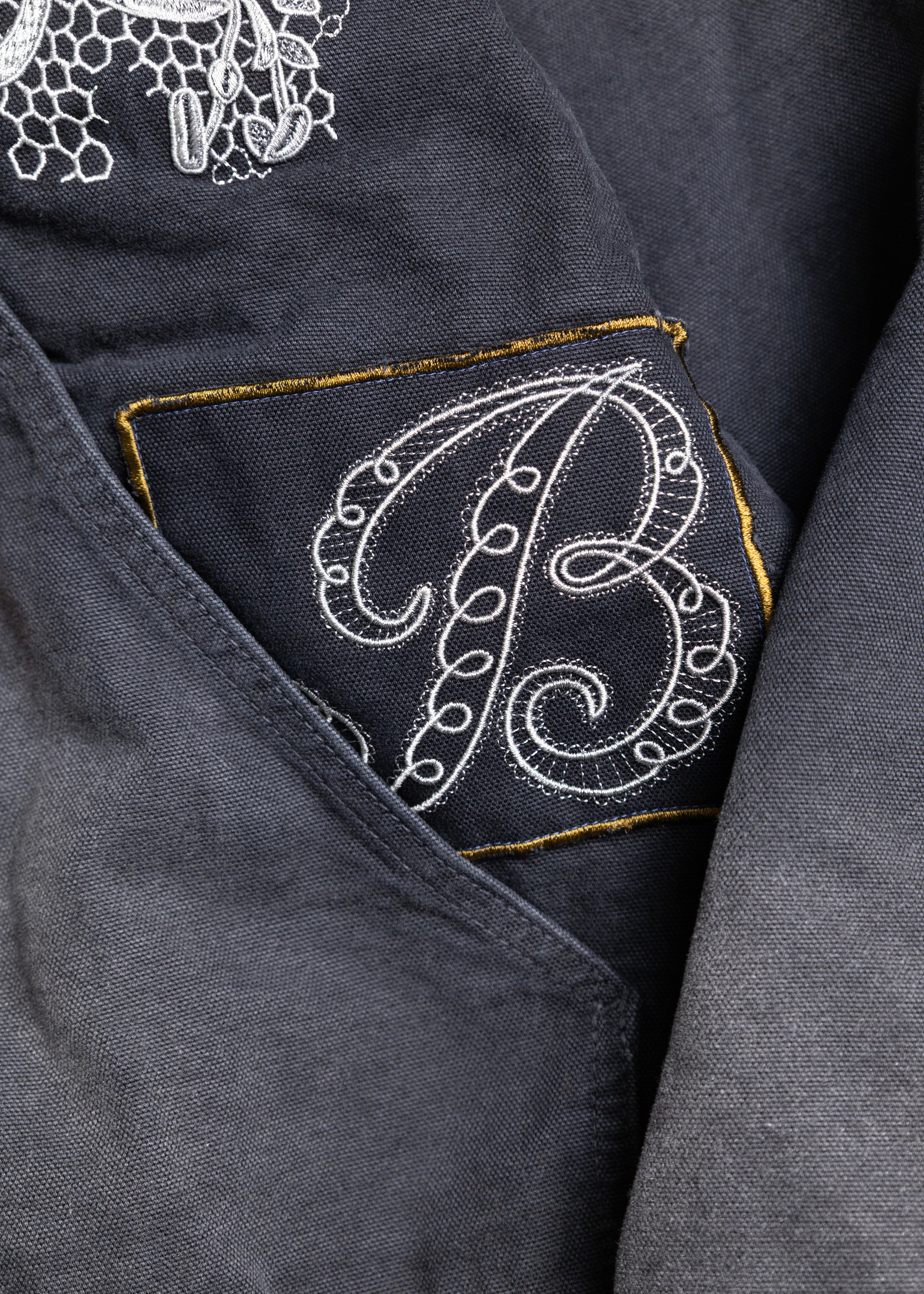 KHOKI （コッキ）Vintage-effect embroidered jacket – process