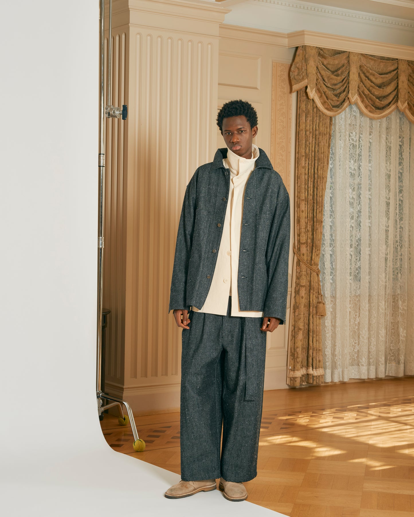 [Blanc YM] Silk Denim Wide Pants