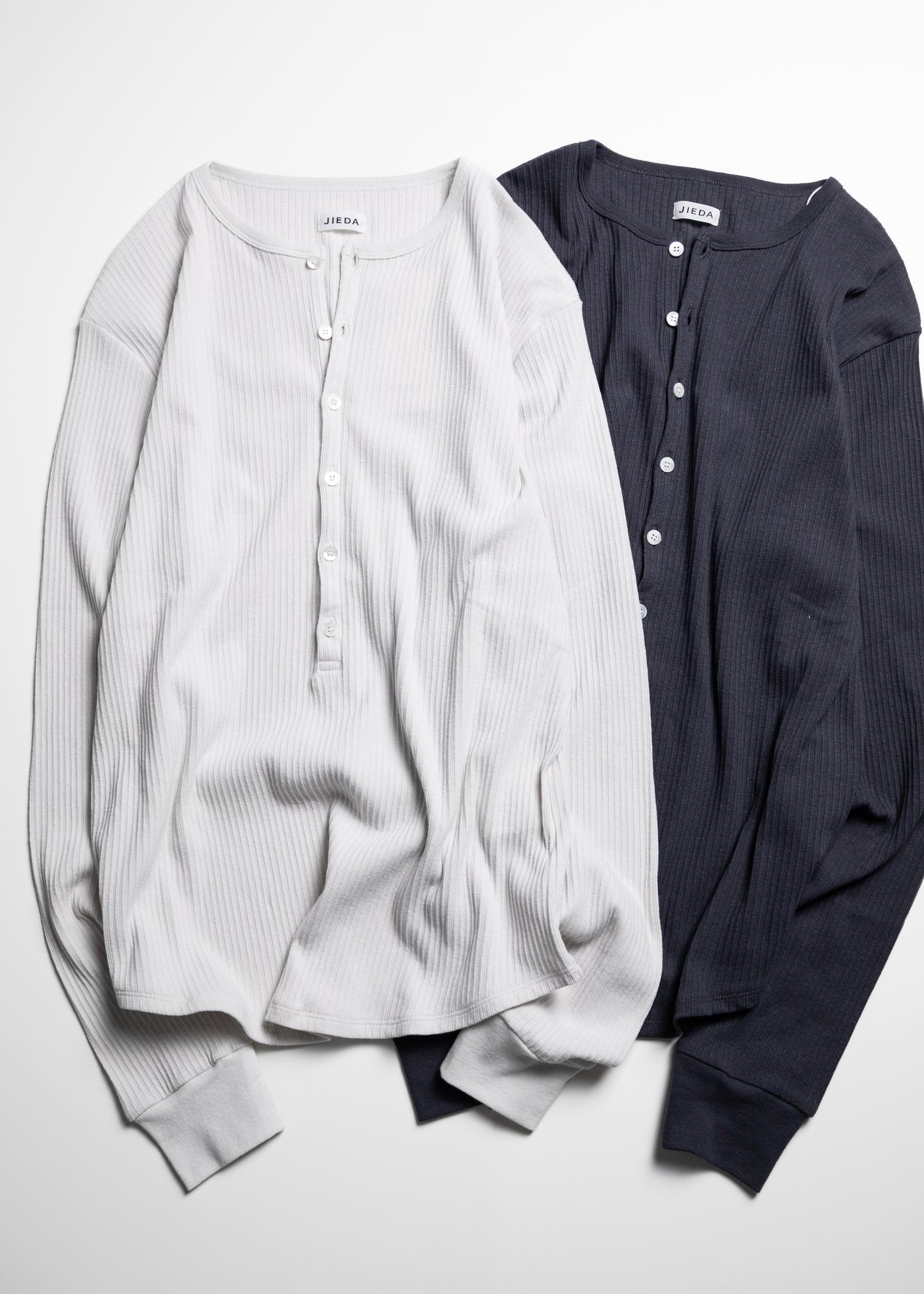 [JIEDA] VINTAGE LIGHT RIB HENRY NECK L/S