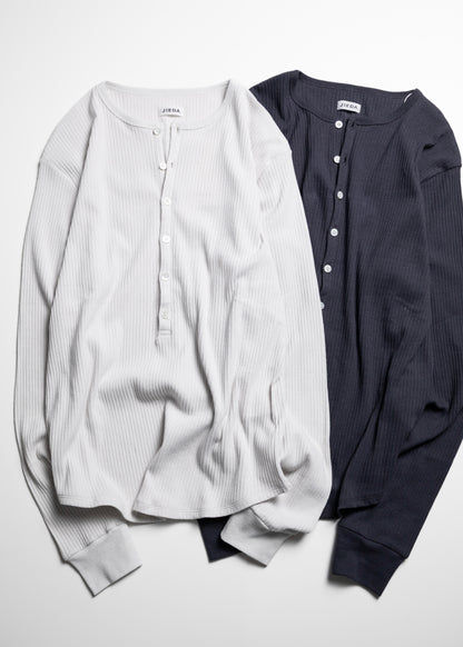 [JIEDA] VINTAGE LIGHT RIB HENRY NECK L/S