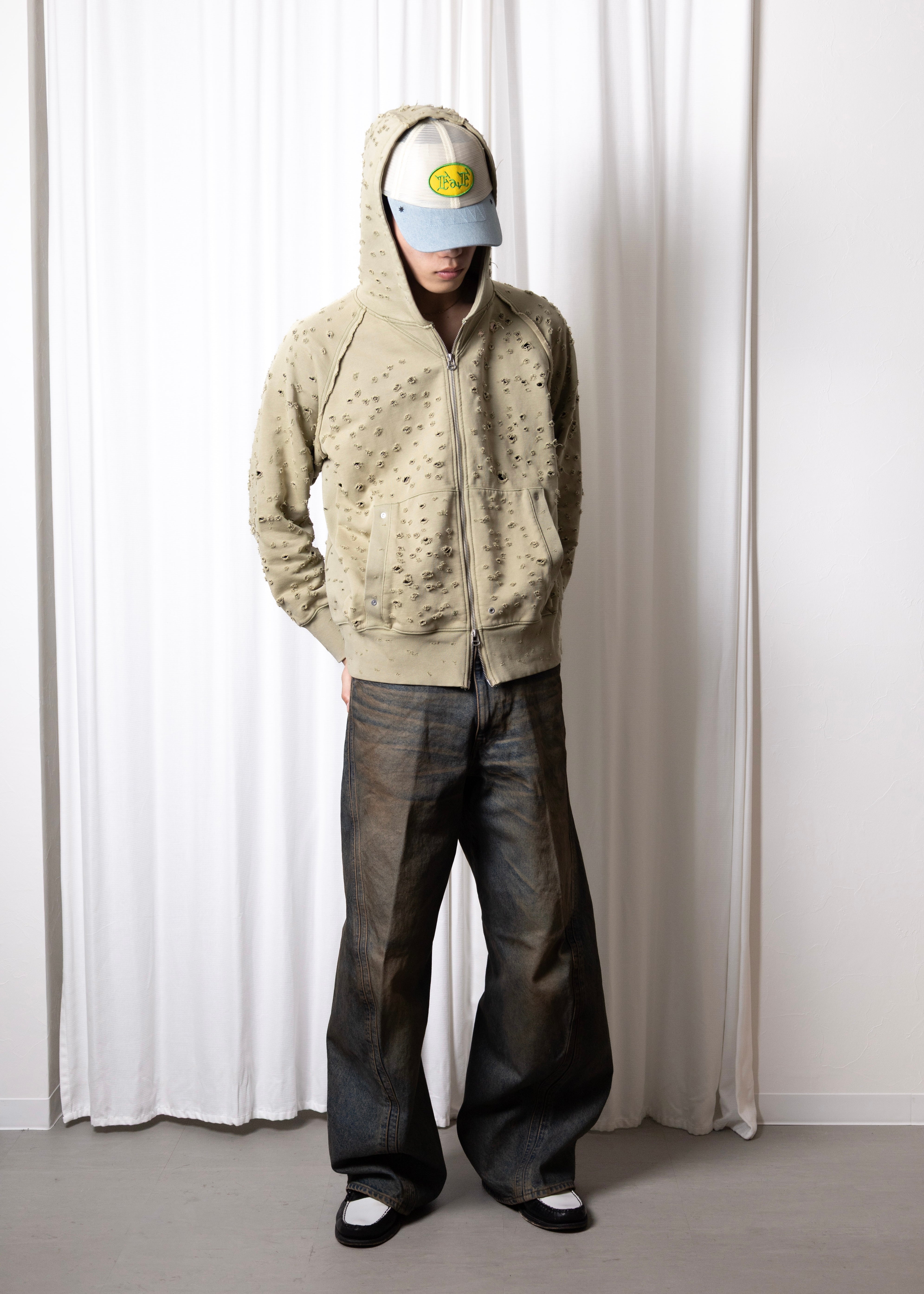 FAF（Fake As Flowers）Dameged Zip up Hoodie - 通販 – process
