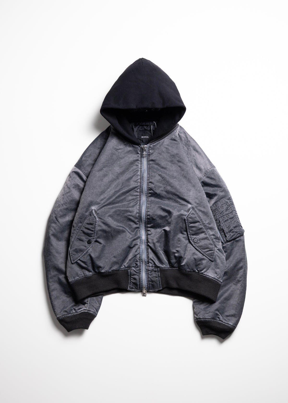 [ROTOL] Acid Dye Hooded Bomber Blouson