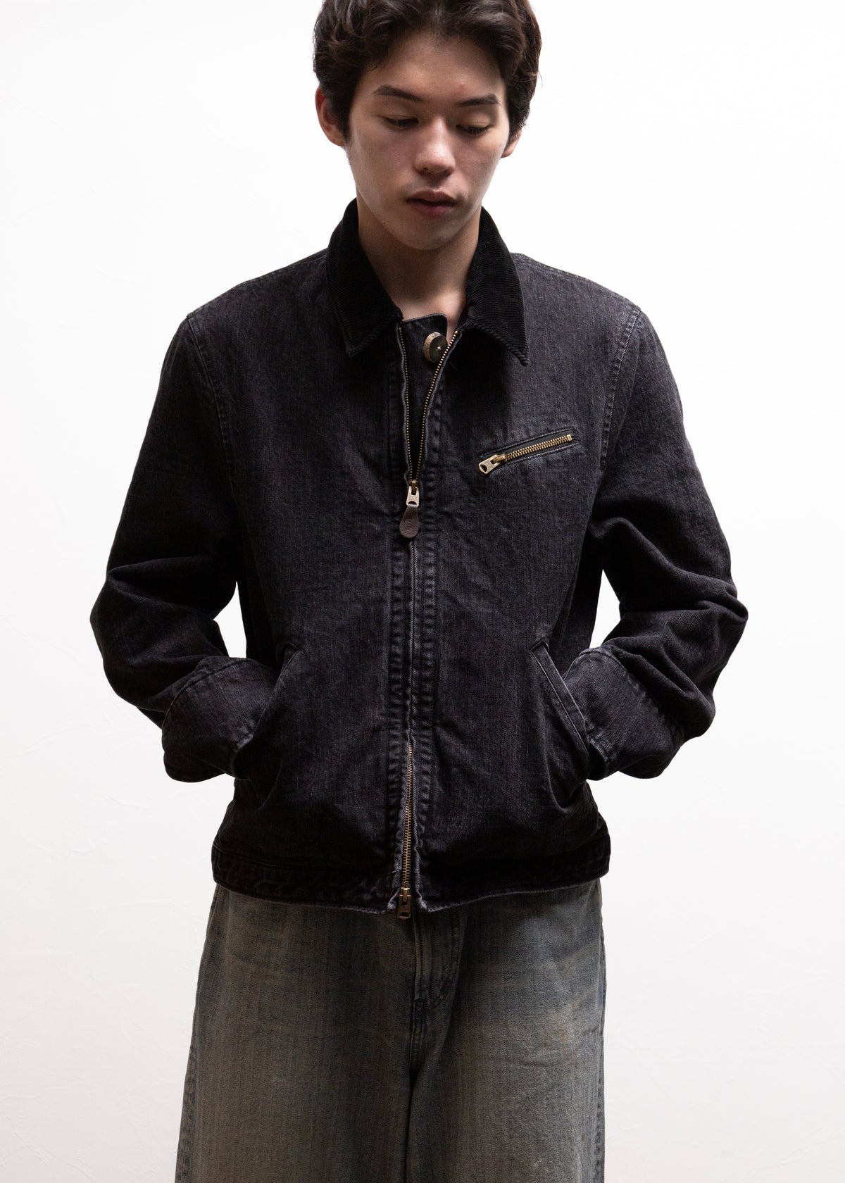 [KHOKI] Faded Denim Zip Jacket