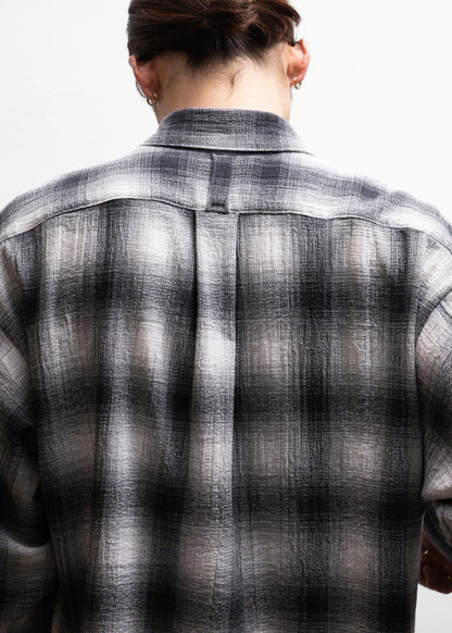 ROTOL Dry Ombre Wide Shirt ロトル オンブレチェックシャツ 背面 着用モデル 180cm SIZE2