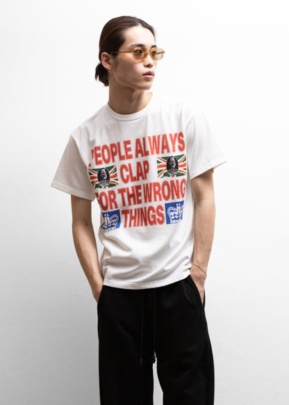 BIAS DOGS NAPPY Tシャツ ホワイト 正面 着用モデル180cm SIZE M