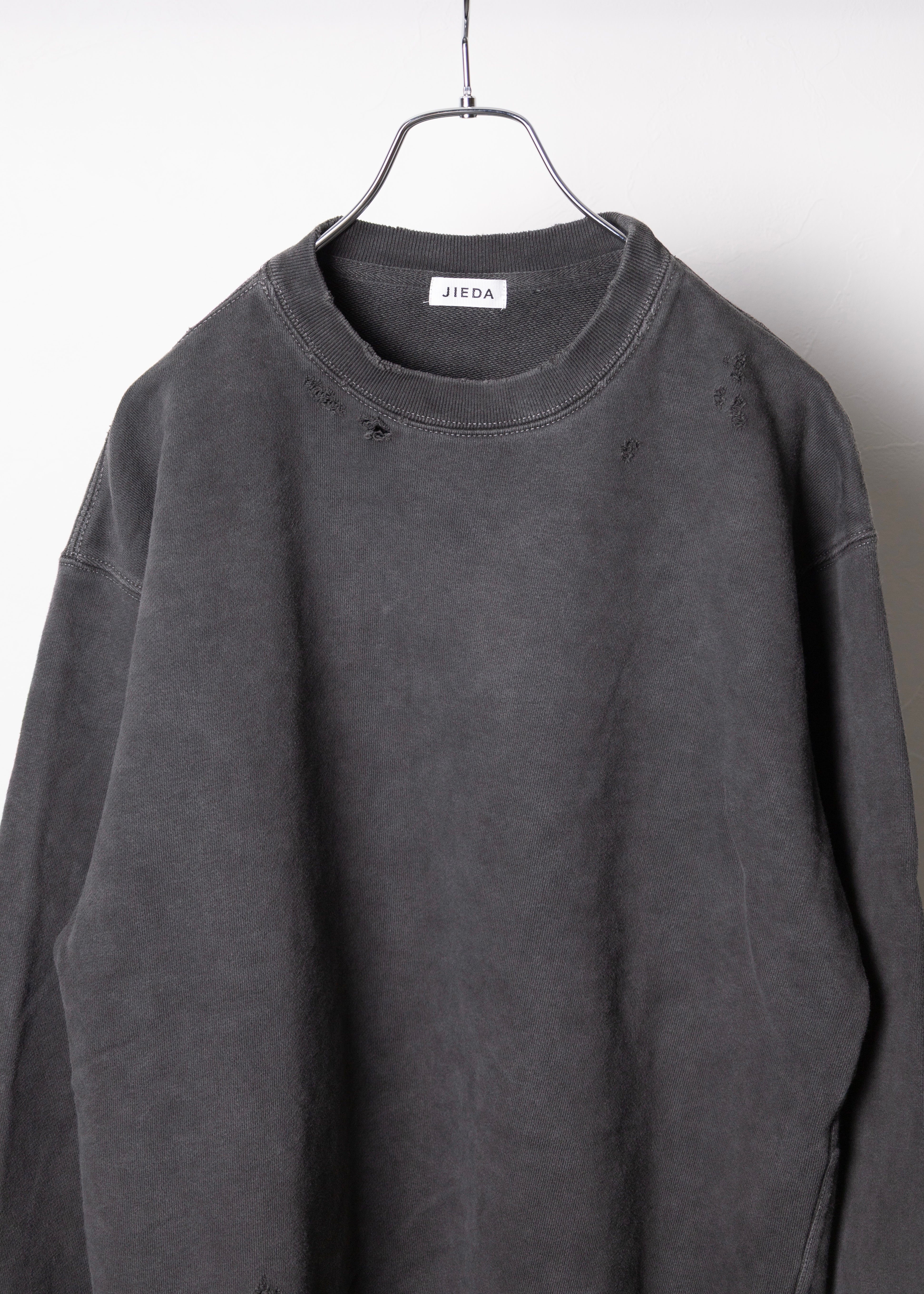 JIEDA（ジエダ）DAMAGE PIGMENT SWEAT CREW – process