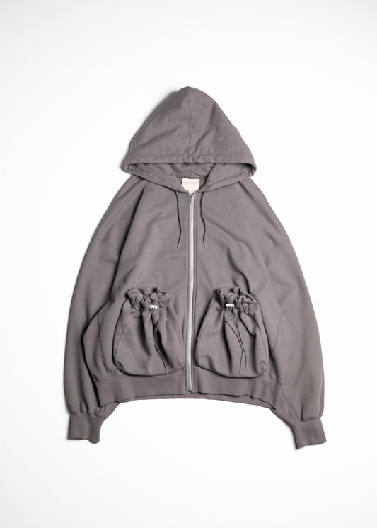 refomed "KINCHAKU" ZIPUP HOODIE スウェット パーカー フーディー 巾着 正面 