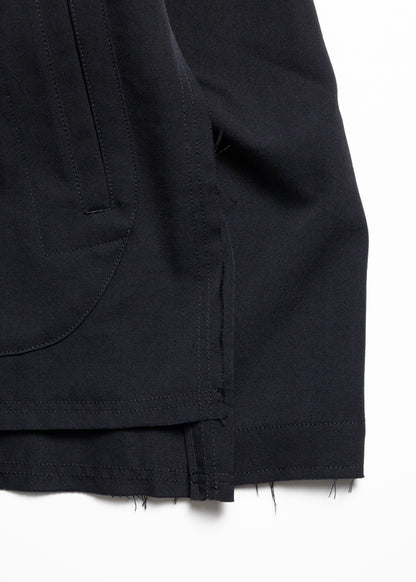 [KHOKI] No-collar Wool Gabardine Jacket