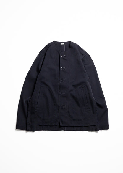[KHOKI] No-collar Wool Gabardine Jacket