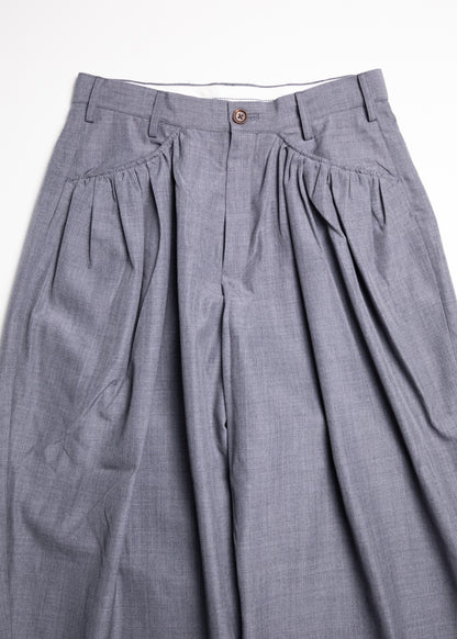 [KHOKI] Gather-detail Wool Gabardine Pants