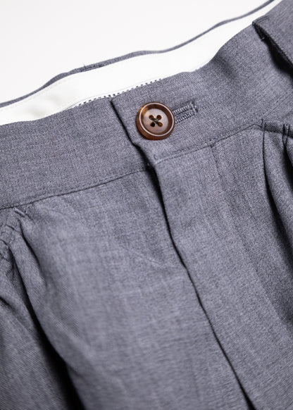 [KHOKI] Gather-detail Wool Gabardine Pants