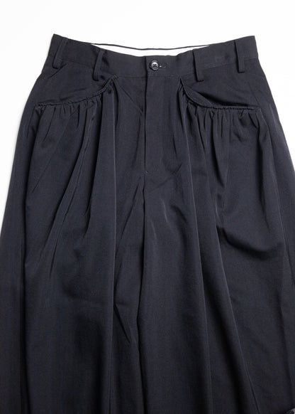 [KHOKI] Gather-detail Wool Gabardine Pants