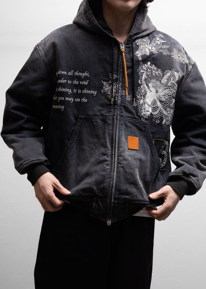 KHOKI Vintage-effect embroidered jacket 正面 着用 175cm SIZE 2 コッキ