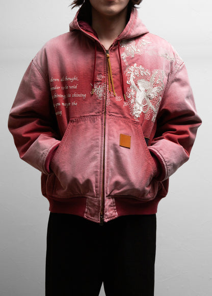 KHOKI Vintage-effect embroidered jacket 正面 着用 175cm SIZE 2アクティブジャケット