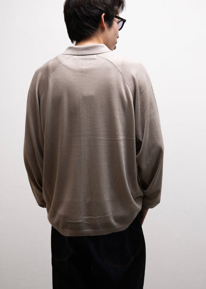[bal original] VENTILATION MESH KNIT ZIP POLO LS
