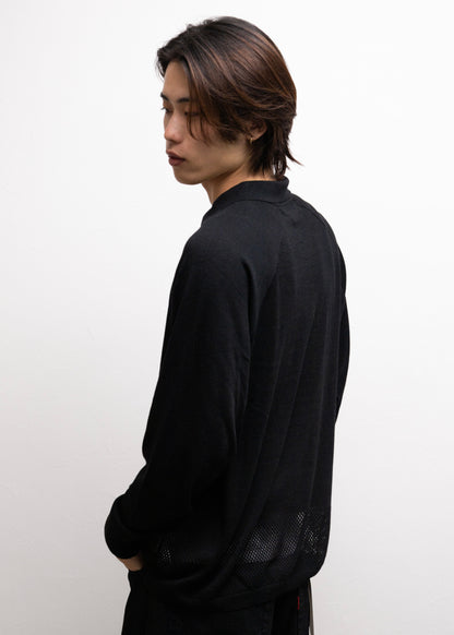 [bal original] VENTILATION MESH KNIT ZIP POLO LS
