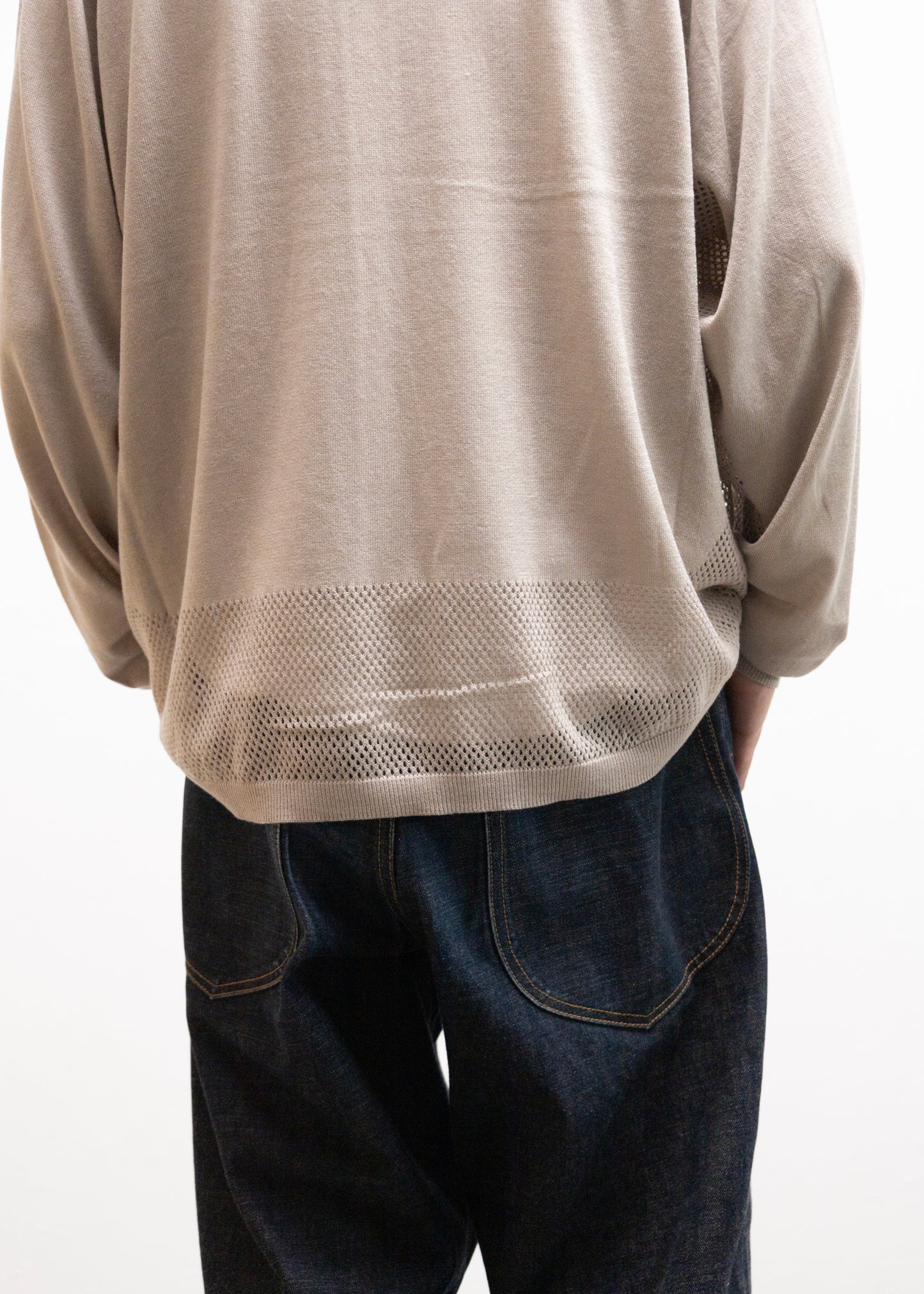 [bal original] VENTILATION MESH KNIT ZIP POLO LS