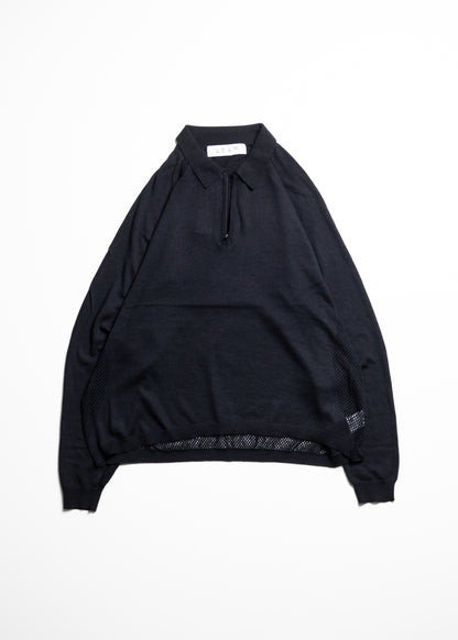 [bal original] VENTILATION MESH KNIT ZIP POLO LS