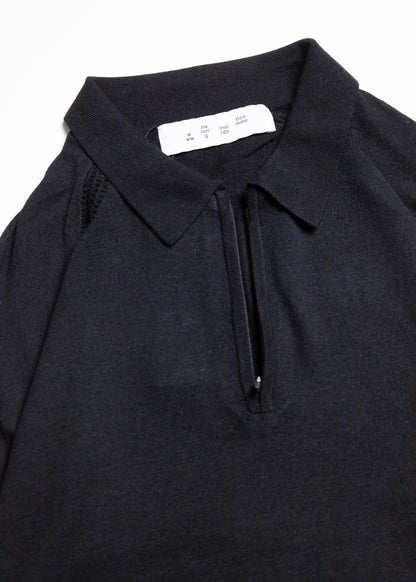 [bal original] VENTILATION MESH KNIT ZIP POLO LS