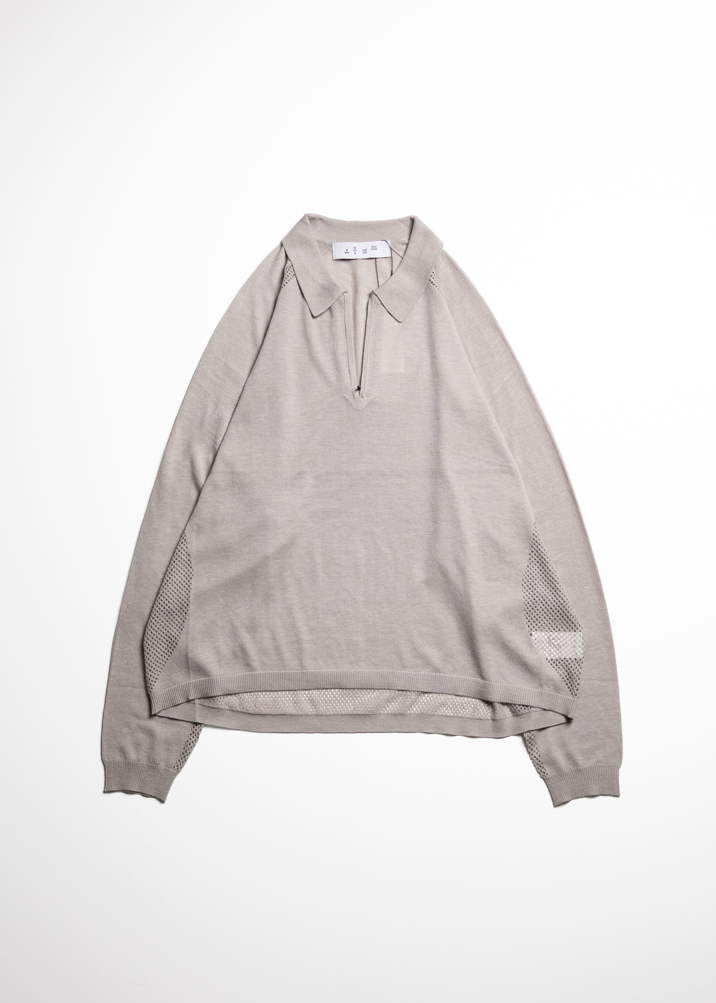 [bal original] VENTILATION MESH KNIT ZIP POLO LS