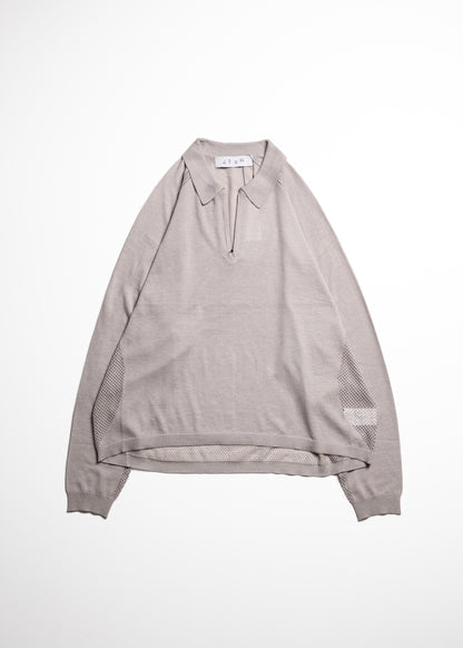[bal original] VENTILATION MESH KNIT ZIP POLO LS