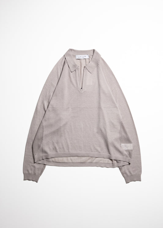 [bal original] VENTILATION MESH KNIT ZIP POLO LS