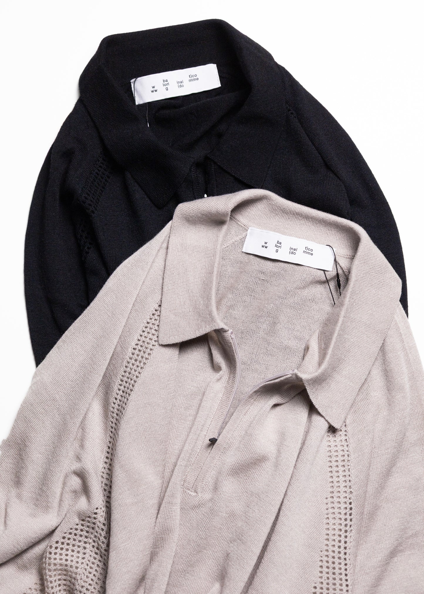 [bal original] VENTILATION MESH KNIT ZIP POLO LS