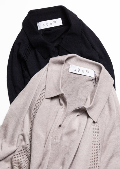 [bal original] VENTILATION MESH KNIT ZIP POLO LS