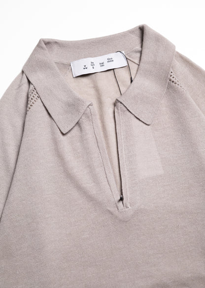 [bal original] VENTILATION MESH KNIT ZIP POLO LS