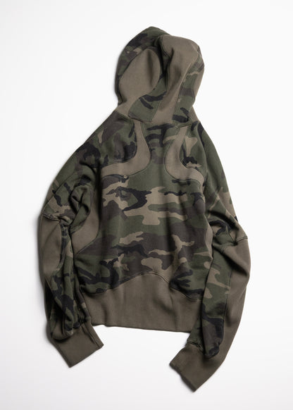 [NVRFRGT] PANELLED ZIP UP HOODIE WOODLAND