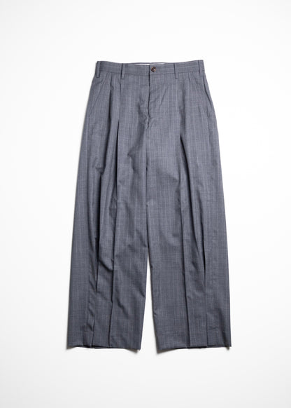[KHOKI] Pleated Stripe Summer Wool Pants