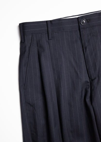 [KHOKI] Pleated Stripe Summer Wool Pants