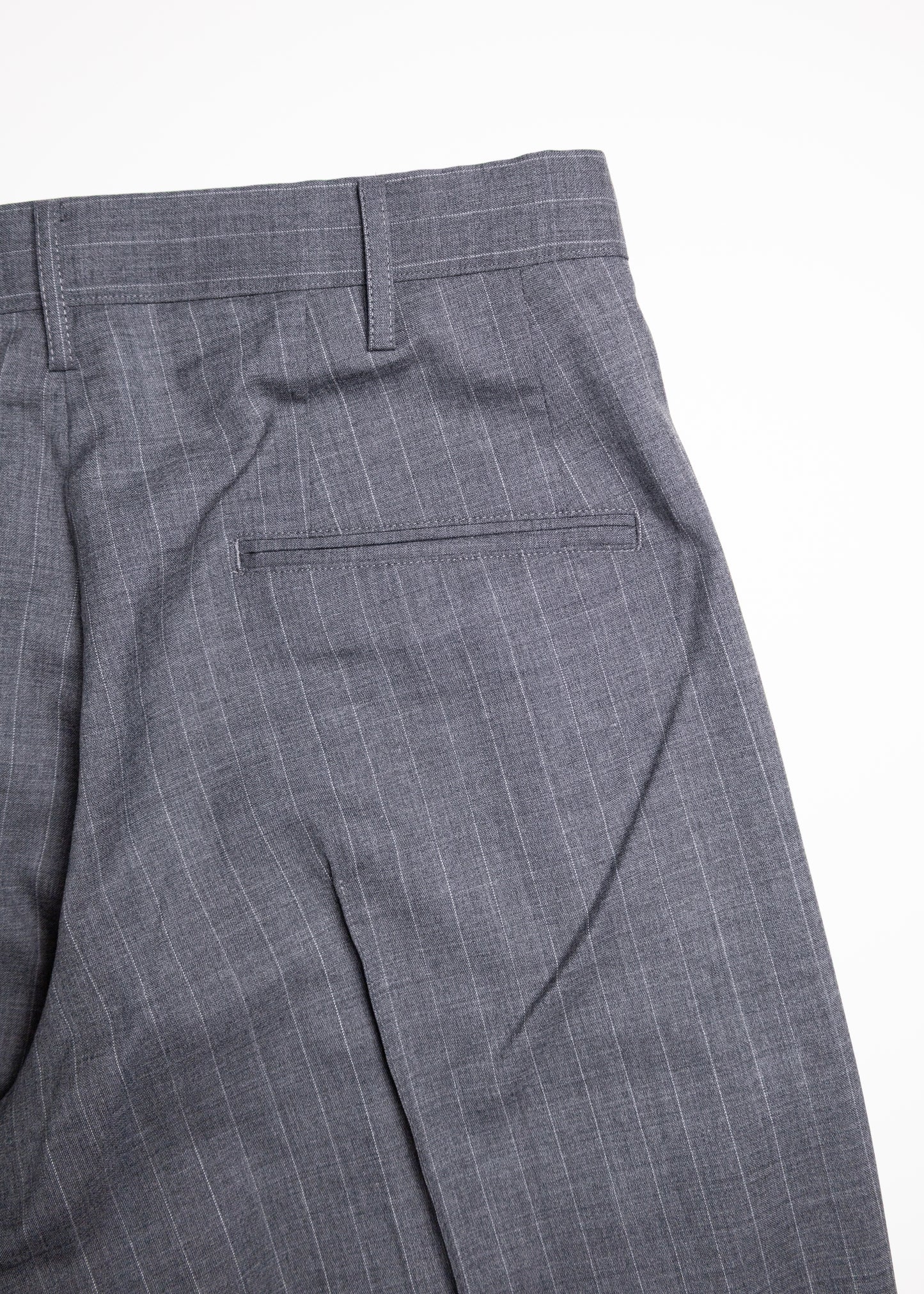 [KHOKI] Pleated Stripe Summer Wool Pants