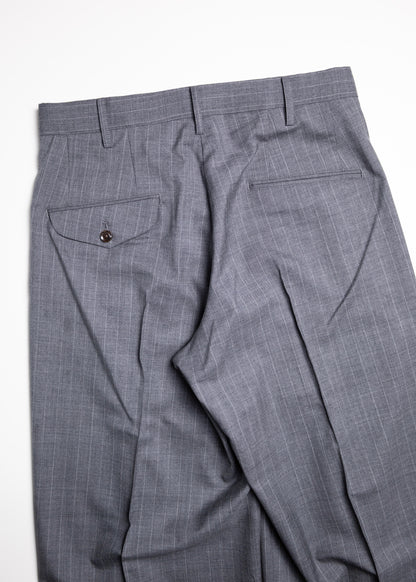 [KHOKI] Pleated Stripe Summer Wool Pants