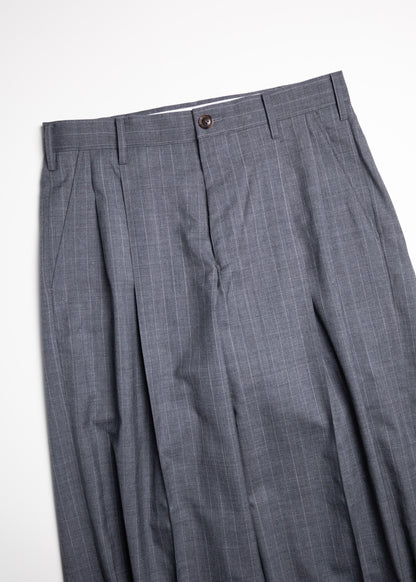 [KHOKI] Pleated Stripe Summer Wool Pants