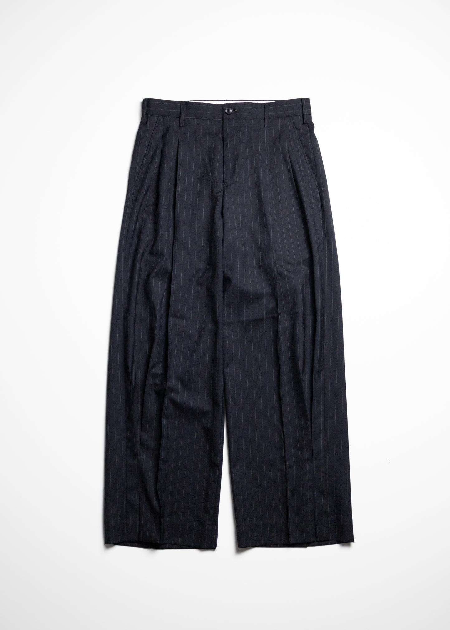 [KHOKI] Pleated Stripe Summer Wool Pants