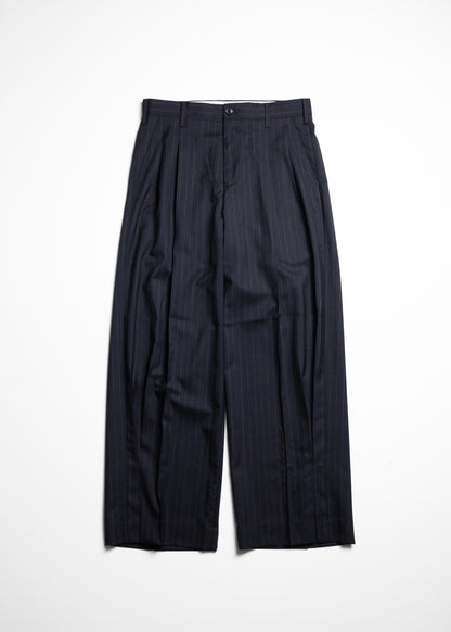 [KHOKI] Pleated Stripe Summer Wool Pants