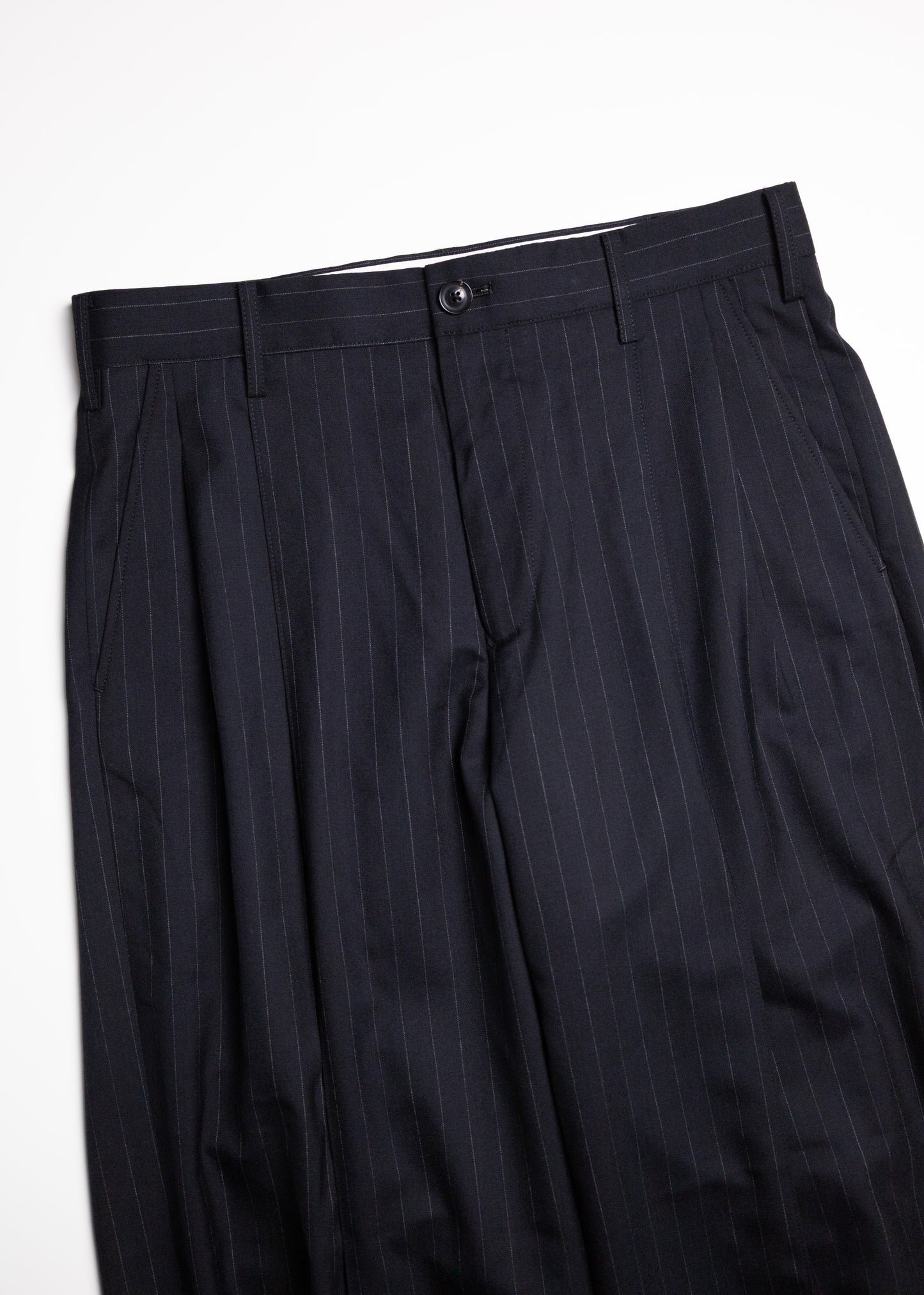[KHOKI] Pleated Stripe Summer Wool Pants