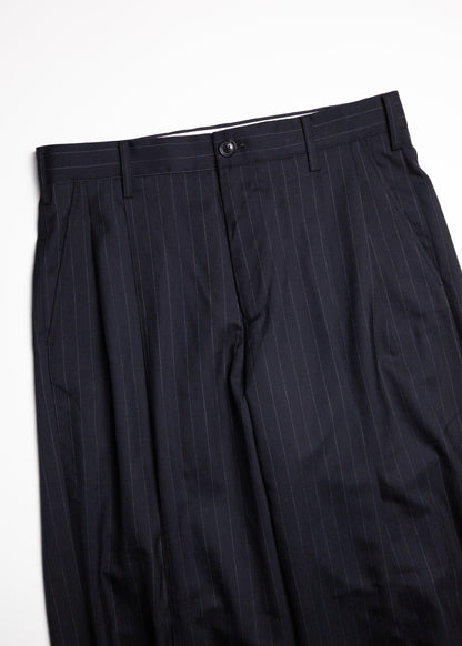 [KHOKI] Pleated Stripe Summer Wool Pants
