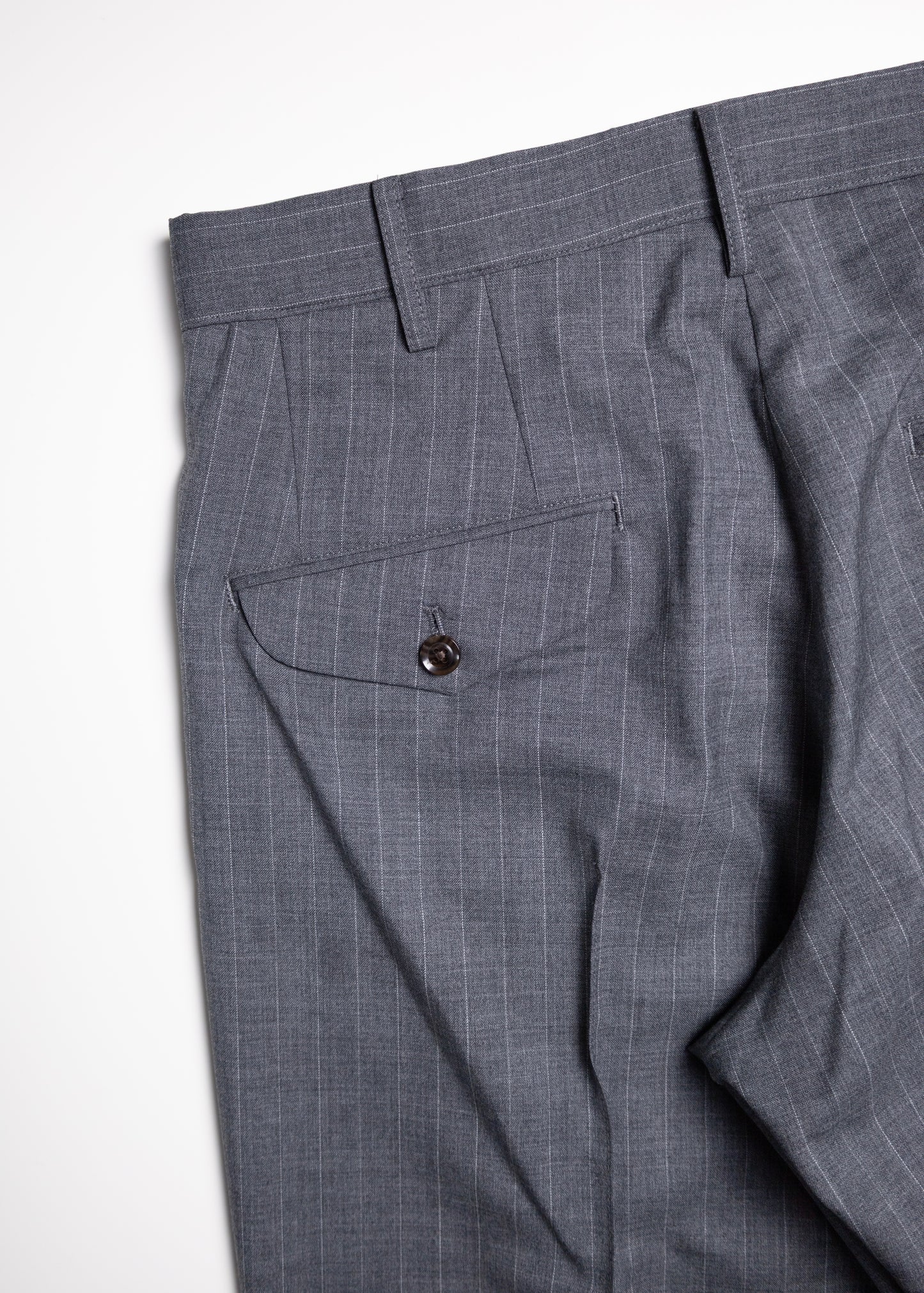 [KHOKI] Pleated Stripe Summer Wool Pants