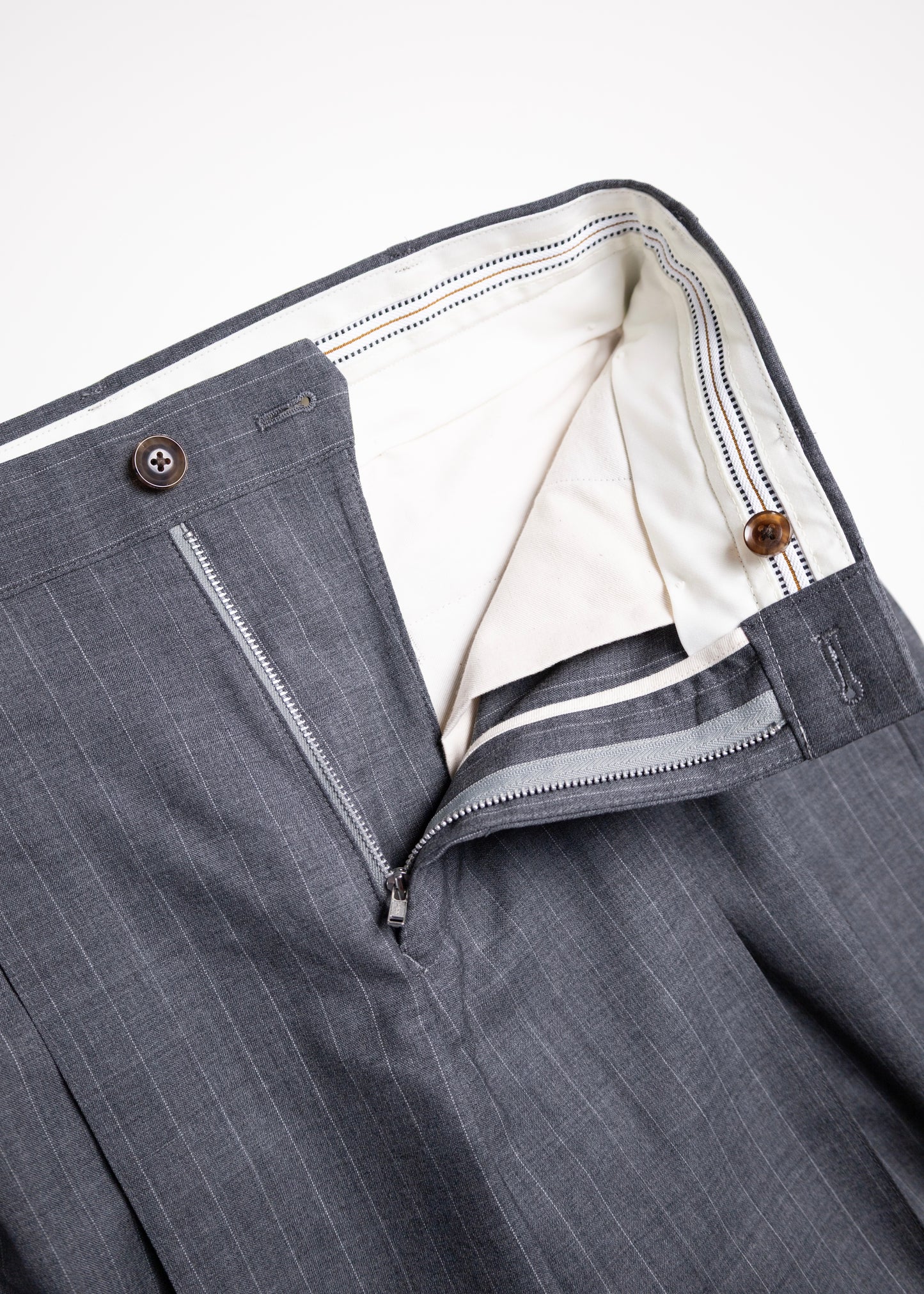 [KHOKI] Pleated Stripe Summer Wool Pants