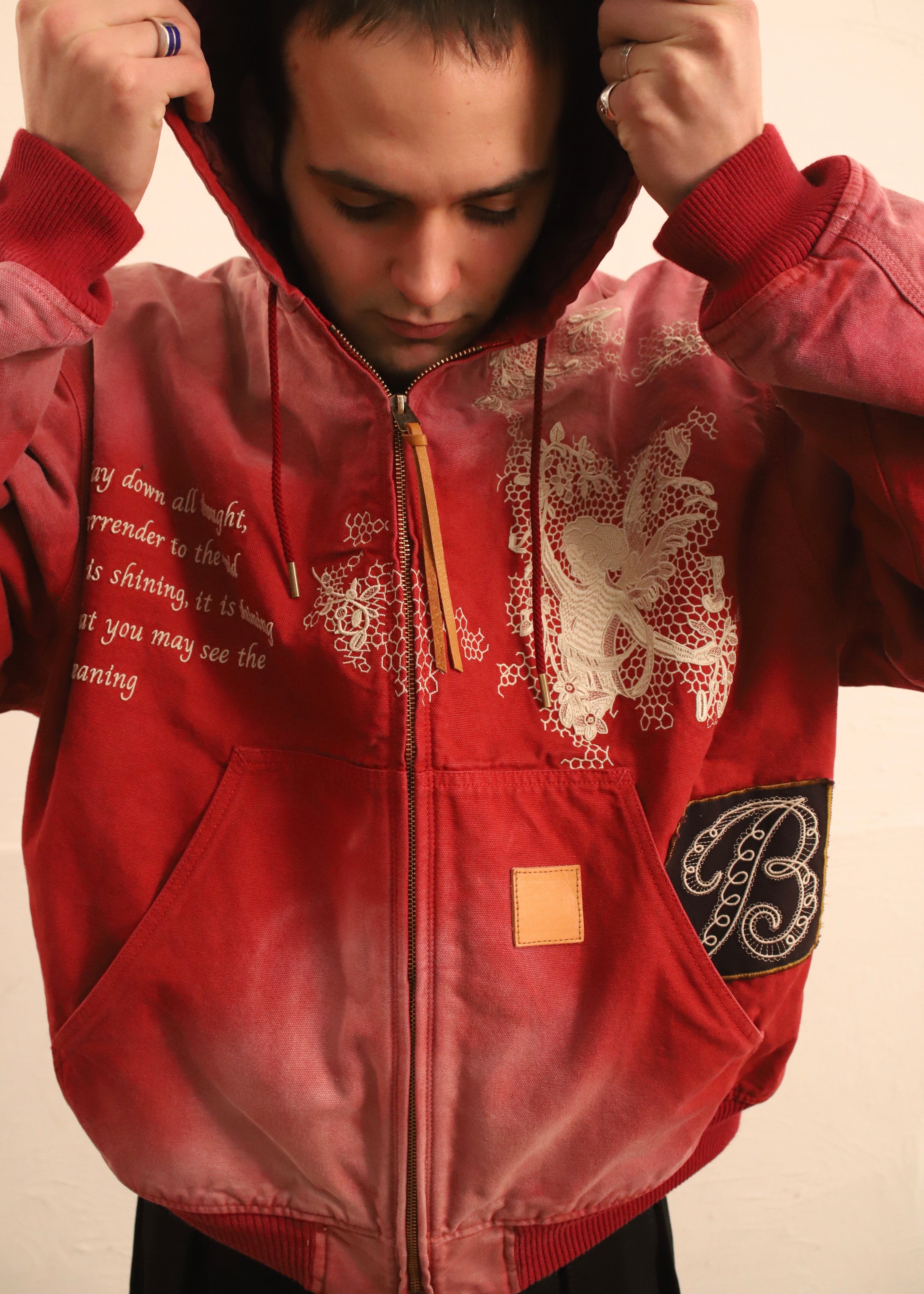 KHOKI （コッキ）Vintage-effect embroidered jacket – process