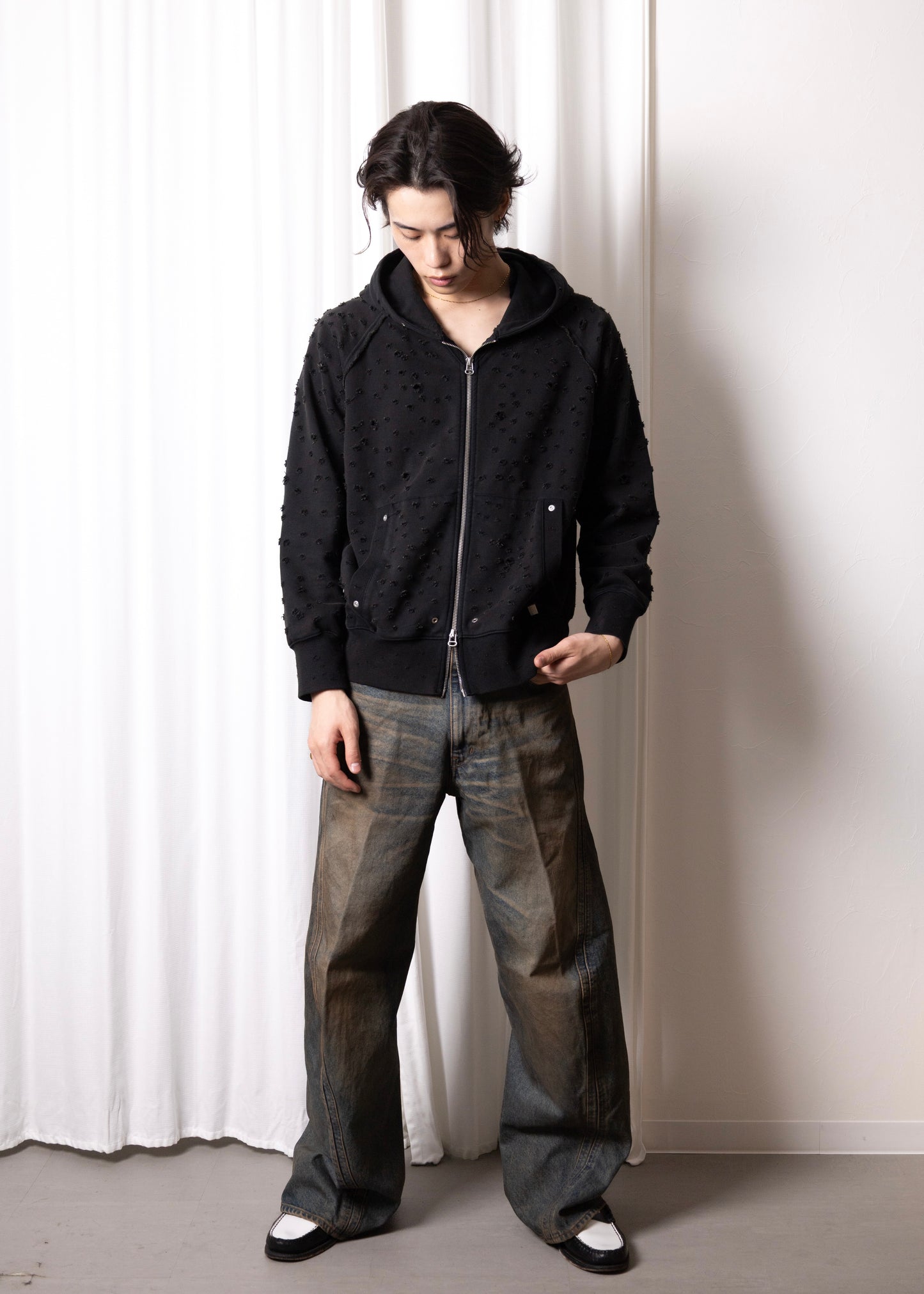 [NVRFRGT] 3D TWISTED WIDE LEG JEANS