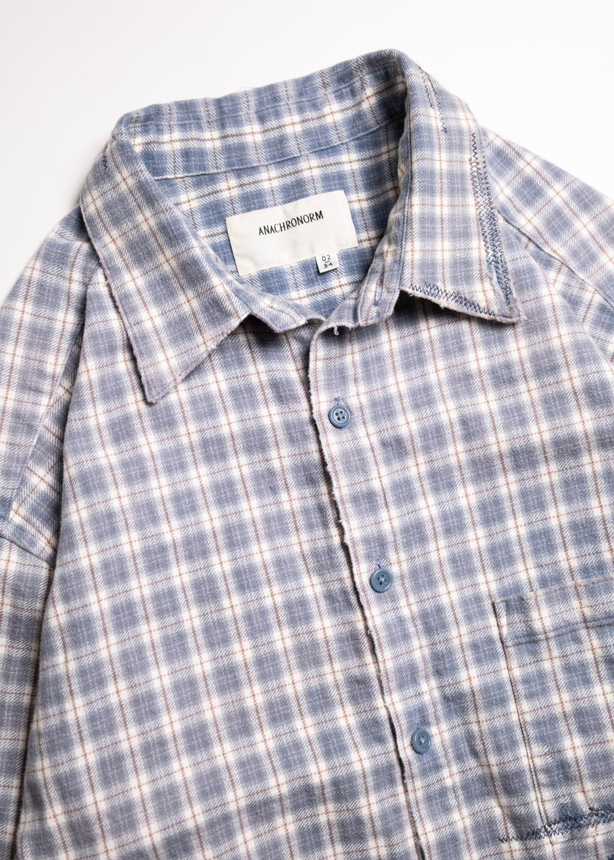 [ANACHRONORM] CHECK REMAKED WIDE SHIRTS