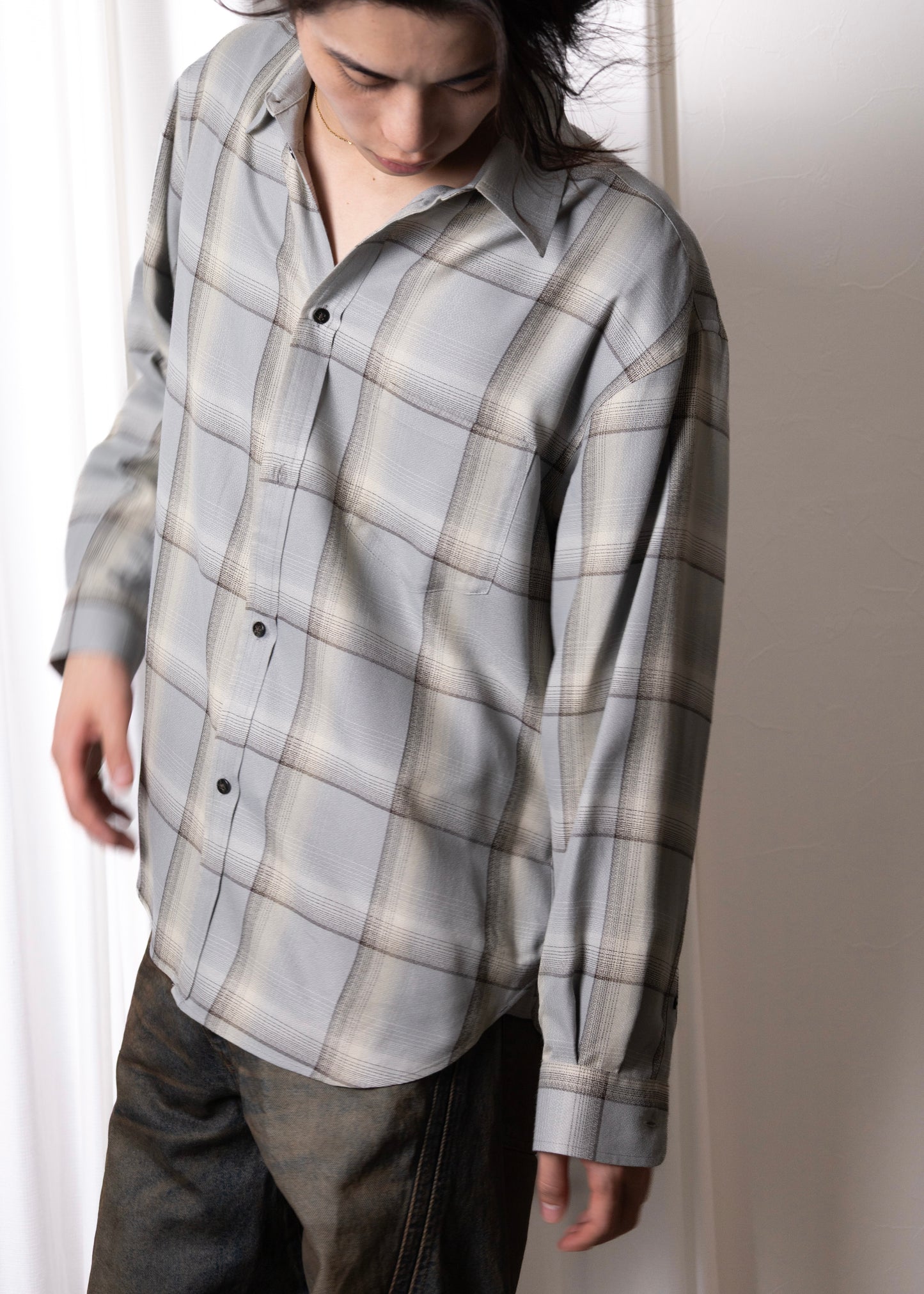 [SUGARHILL] OMBRE PLAID SHIRTS LOOSE FIT