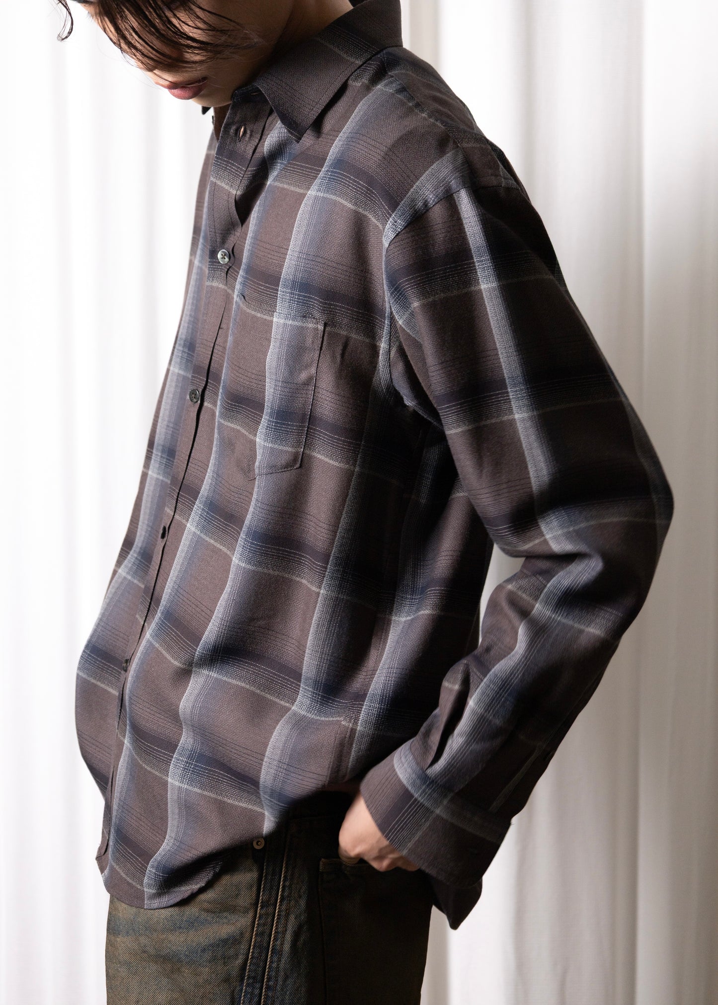 [SUGARHILL] OMBRE PLAID SHIRTS LOOSE FIT